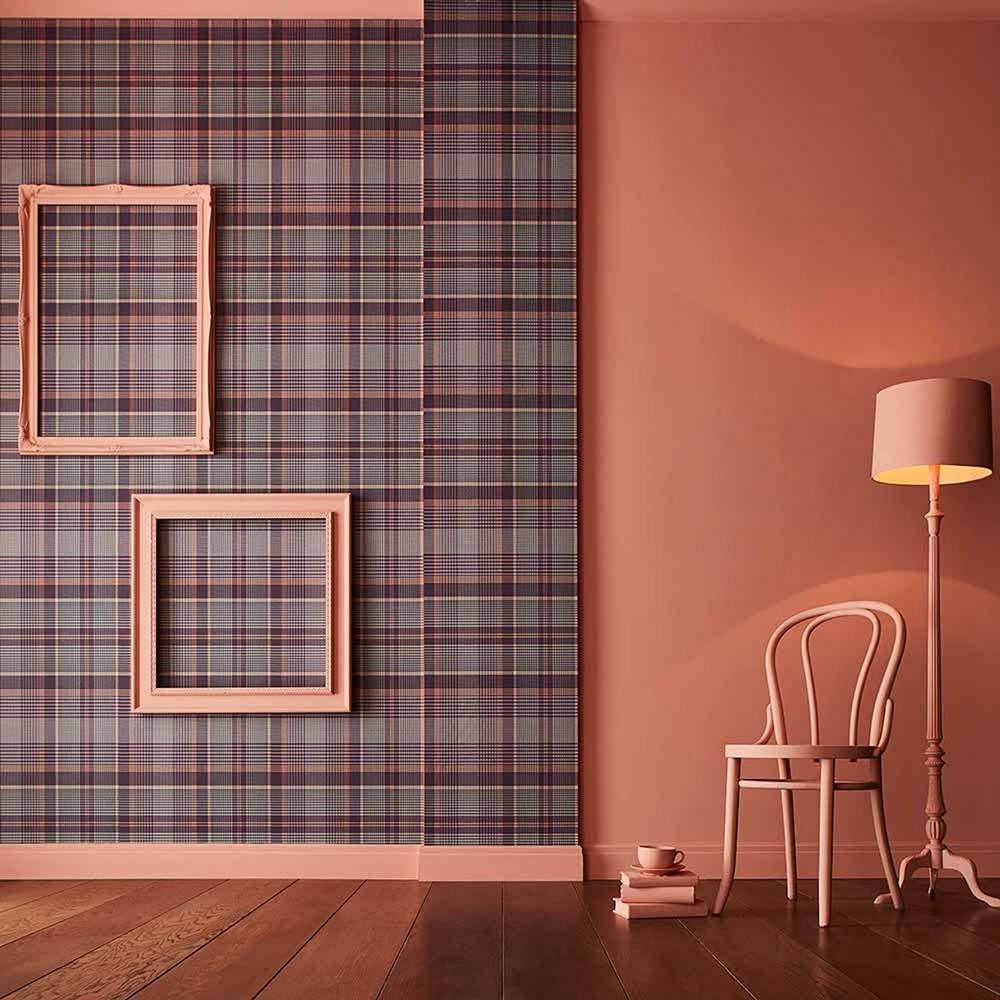 Heritage Plaid Wallpaper 107597 by Graham & Brown in Plum Purple